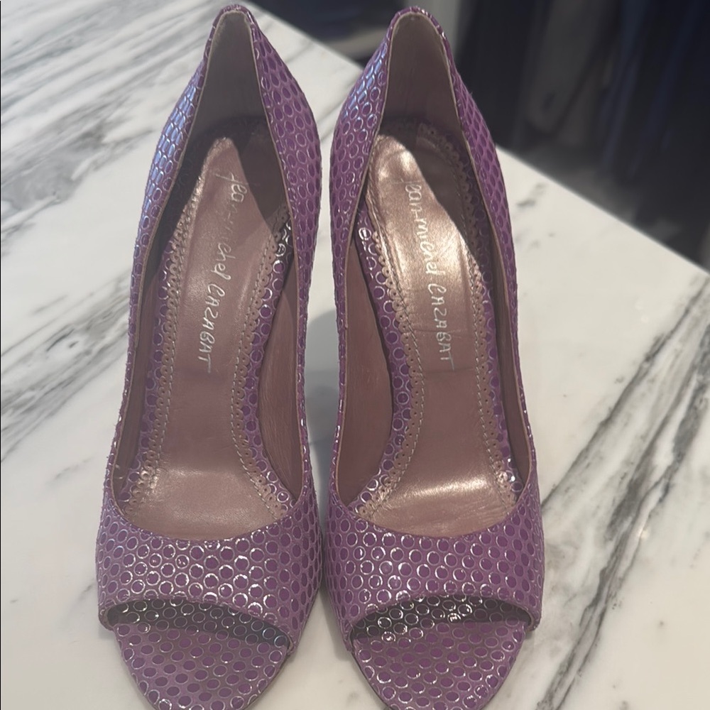 Purple Peep-Toe Heels